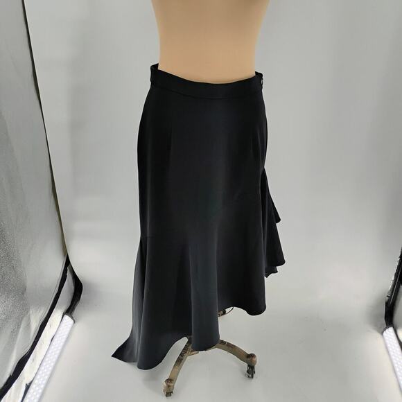 MILLY Asymmetrical Charlotte Skirt in Black - Size 8 - Picture 5 of 13